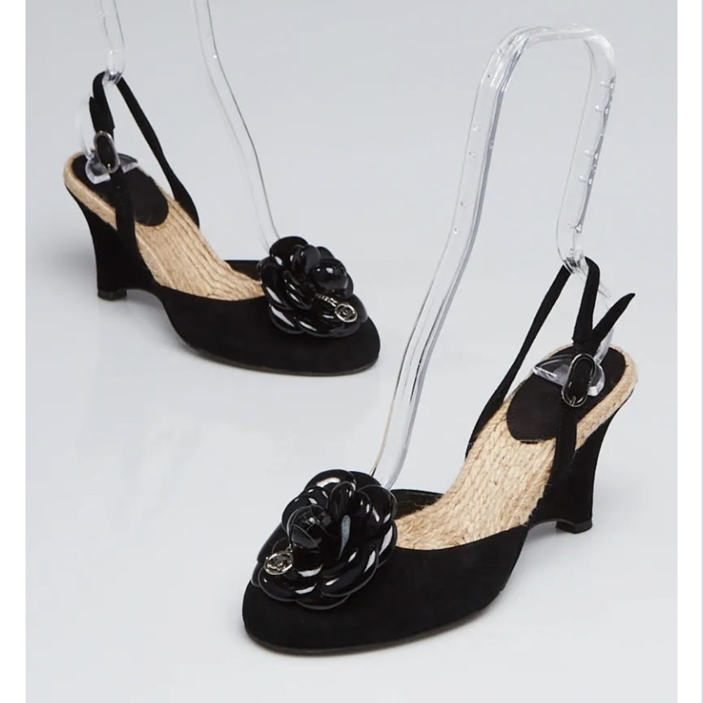 Chanel Suede Wedges with Camellia
